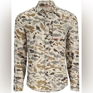 Simms Fishing Shirt Challenger Ghost Camo Stone Medium